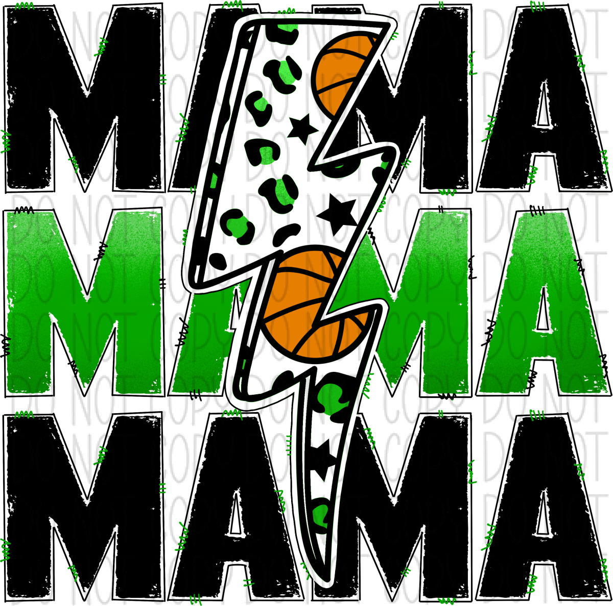 Basketball Mama Green Dtf Transfer