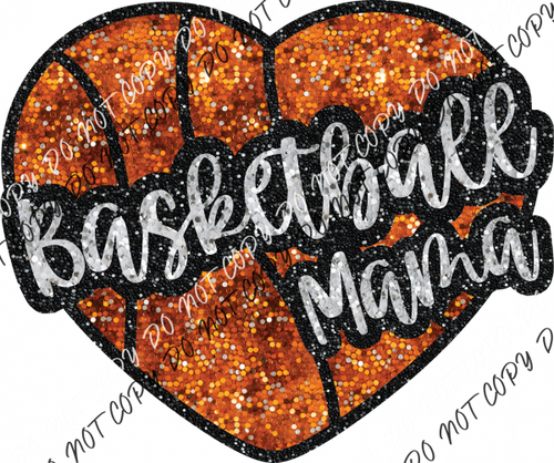 Basketball Mama Heart Faux Sequin Dtf Transfer Rtp Transfers