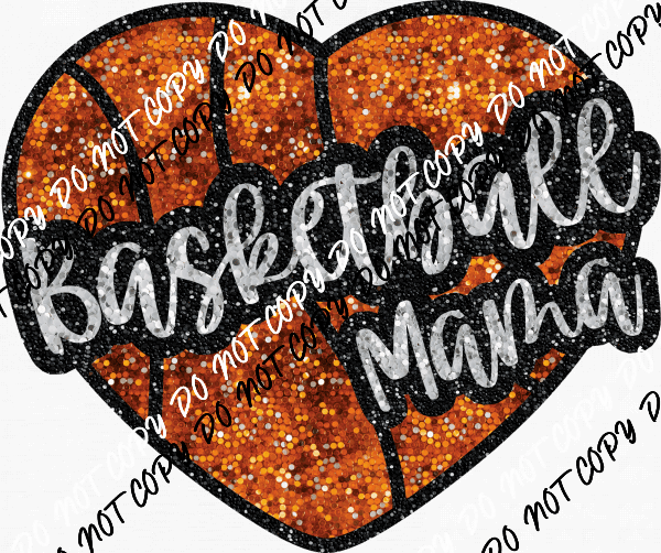 Basketball Mama Heart Faux Sequin DTF Transfer - We Print U Press DTF Transfers