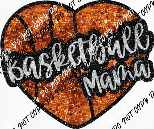 Basketball Mama Heart Faux Sequin DTF Transfer - We Print U Press DTF Transfers