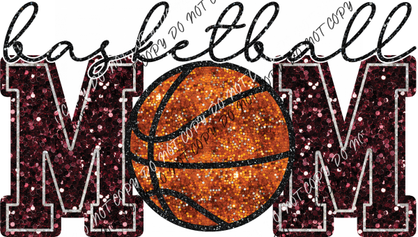 Basketball Mom Faux Sequin Dtf Transfer (See Color Options) Pocket Size 3 / Maroon Transfers