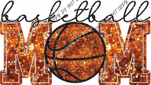 Basketball Mom Faux Sequin Dtf Transfer (See Color Options) Pocket Size 3 / Orange Transfers