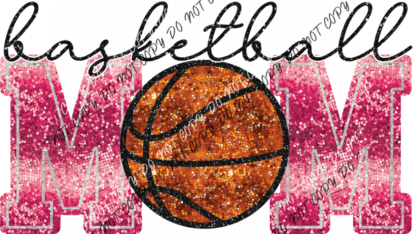 Basketball Mom Faux Sequin Dtf Transfer (See Color Options) Pocket Size 3 / Pink Transfers