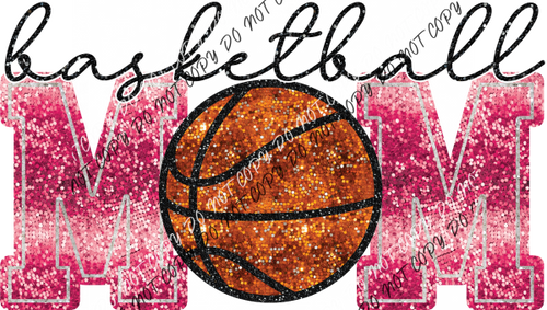 Basketball Mom Faux Sequin Dtf Transfer (See Color Options) Pocket Size 3 / Pink Transfers