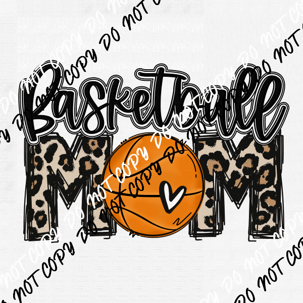 Basketball Mom Leopard Text DTF Transfer - We Print U Press DTF Transfers