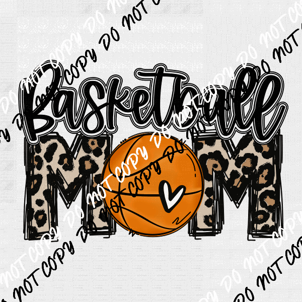 Basketball Mom Leopard Text DTF Transfer - We Print U Press DTF Transfers