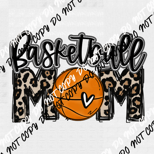 Basketball Mom Leopard Text DTF Transfer - We Print U Press DTF Transfers