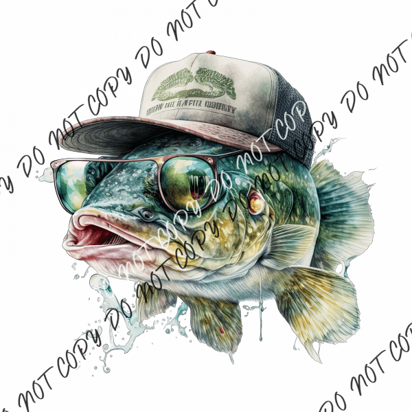 Bass Fish With Baseball Cap Dtf Transfer Transfers