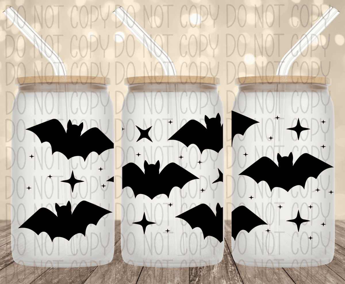 Bats 16 Oz Glass Can
