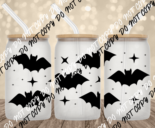 Bats UV Transfer for 16 oz Glass Can - We Print U Press DTF Transfers