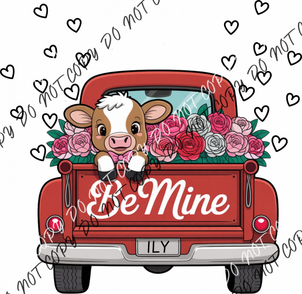 Be Mine Valentine Cow Truck DTF Transfer RTP DTF Transfers