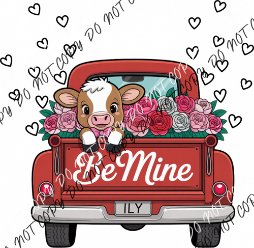 Be Mine Valentine Cow Truck DTF Transfer RTP DTF Transfers