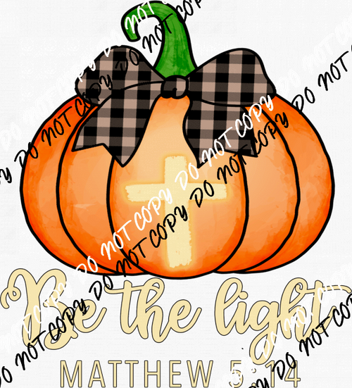 Be the Light Pumpkin with Cross DTF Transfer - We Print U Press DTF Transfers