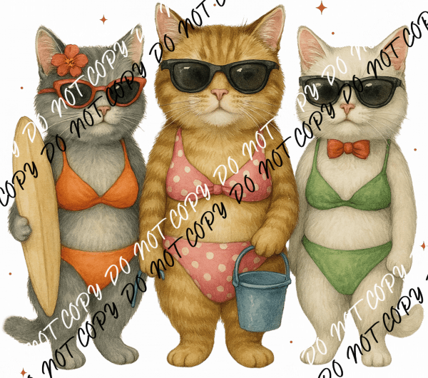Beach Cats in Bikinis DTF Transfer - We Print U Press DTF Transfers