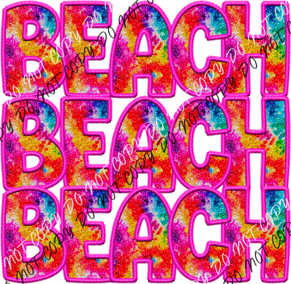 Beach Colorful Faux Glitter Dtf Transfer Rtp Transfers