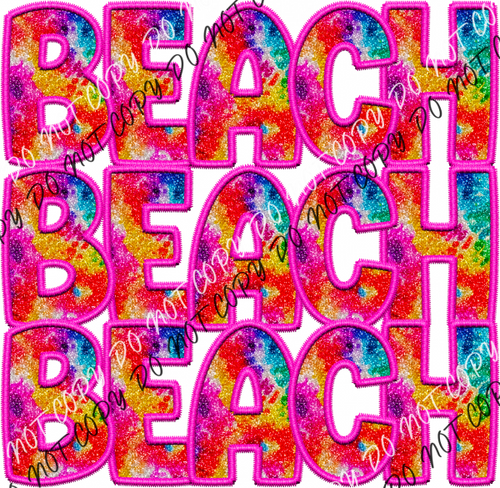 Beach Colorful Faux Glitter Dtf Transfer Rtp Transfers