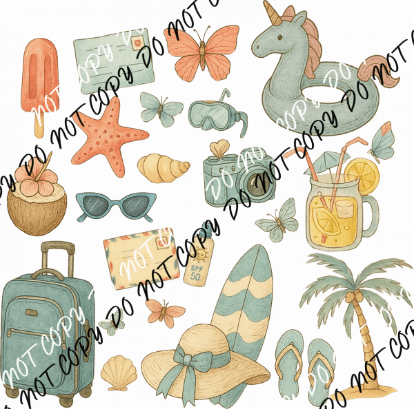 Beach Day Essentials DTF Transfer - We Print U Press DTF Transfers