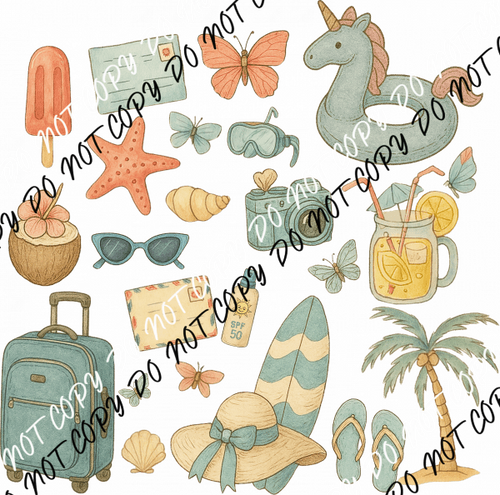 Beach Day Essentials DTF Transfer - We Print U Press DTF Transfers