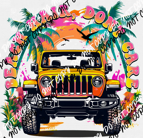 Beach Hair, Don't Care Jeep DTF Transfer - We Print U Press DTF Transfers