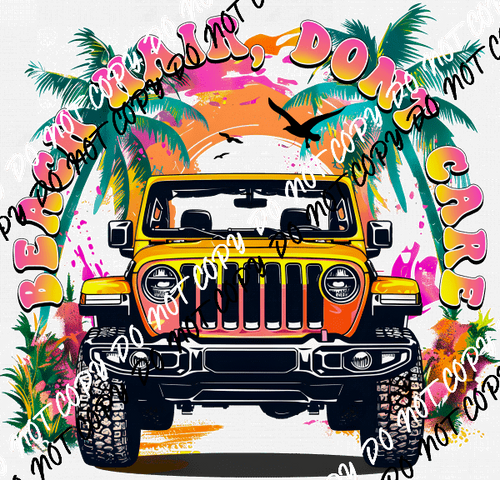 Beach Hair, Don't Care Jeep DTF Transfer - We Print U Press DTF Transfers