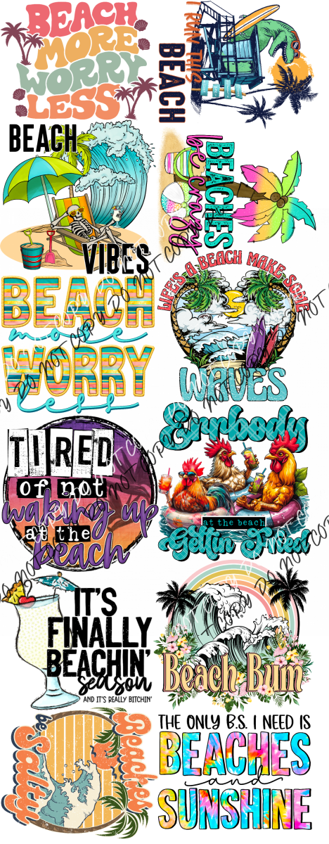 Beach Premade Bundle 60’ Gang Sheet Dtf Transfers