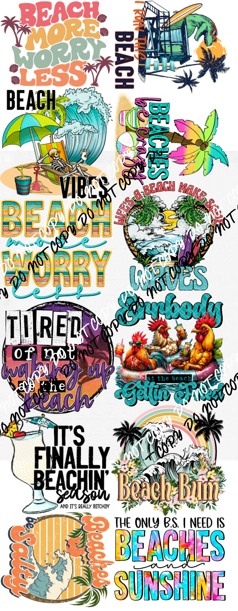 Beach Premade Bundle Gang Sheet - We Print U Press DTF Transfers