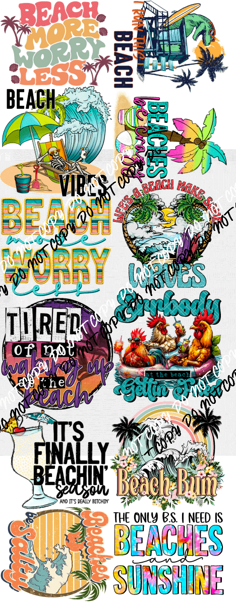 Beach Premade Bundle Gang Sheet - We Print U Press DTF Transfers