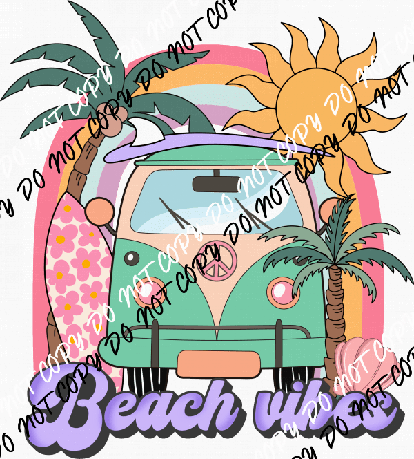 Beach Vibes Rainbow Van DTF Transfer - We Print U Press DTF Transfers