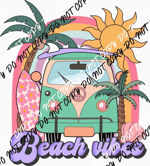 Beach Vibes Rainbow Van DTF Transfer - We Print U Press DTF Transfers