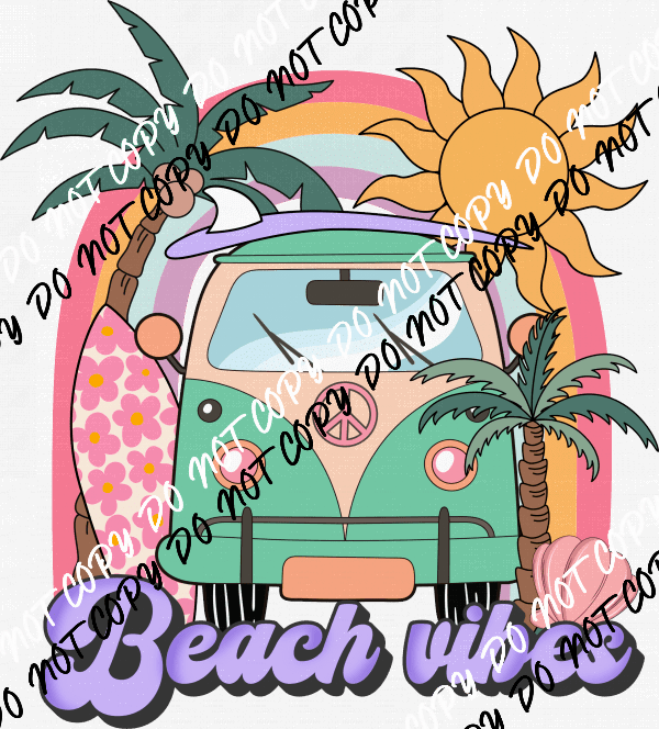 Beach Vibes Rainbow Van DTF Transfer - We Print U Press DTF Transfers