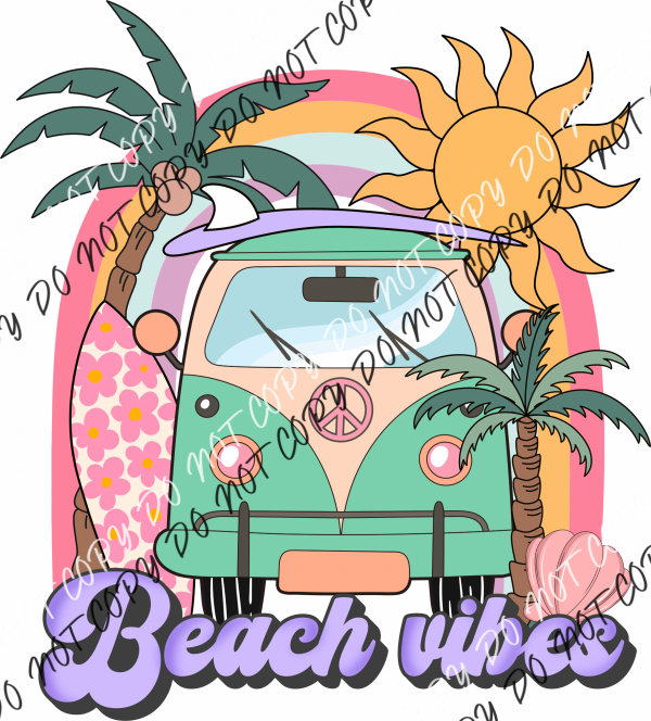 Beach Vibes Rainbow Van Dtf Transfer Rtp Transfers