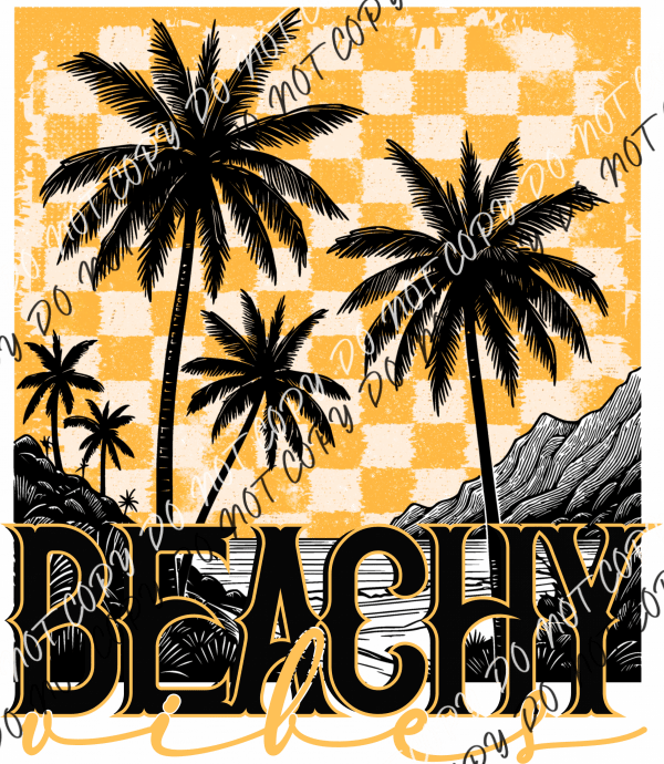 Beachy Vibes Palm Checkerboard Dtf Transfer Rtp Transfers