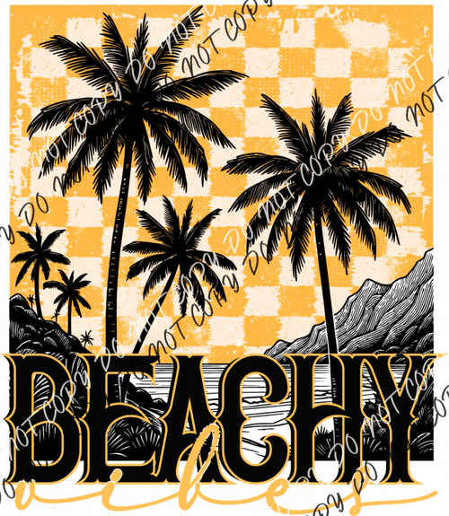 Beachy Vibes Palm Checkerboard Dtf Transfer Rtp Transfers