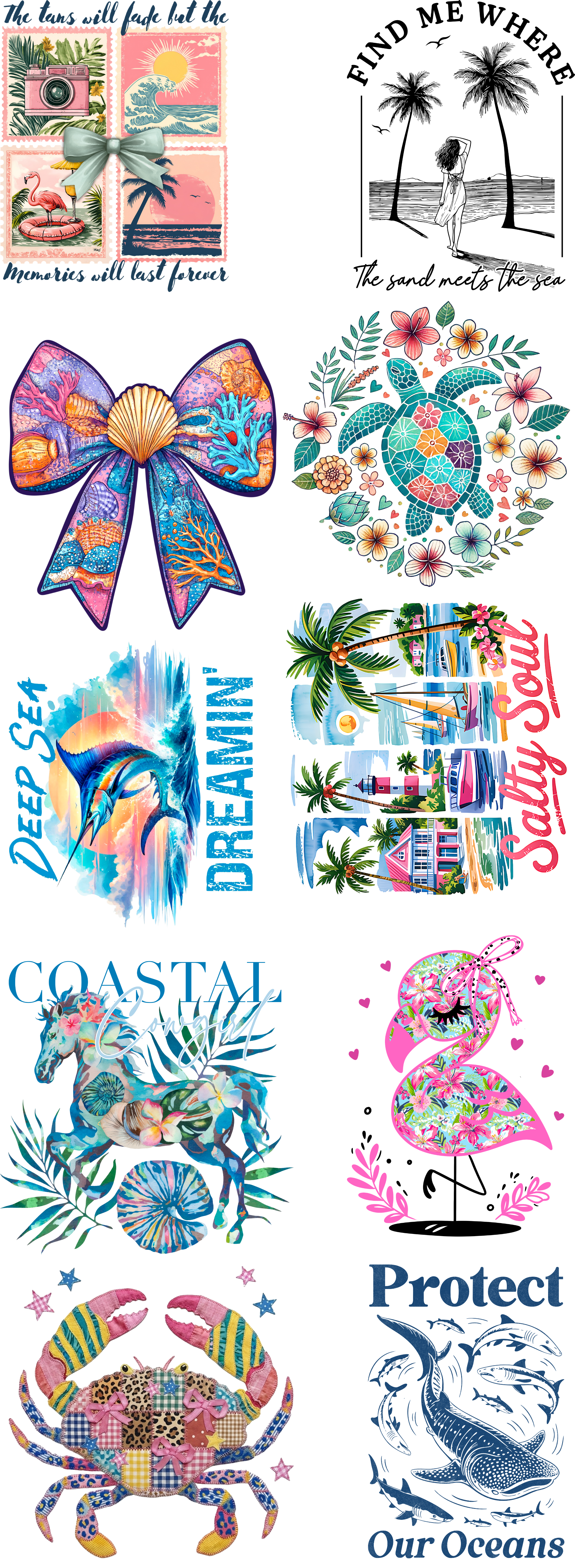Coastal Beach Vibes Premade Gang Sheet Bundle