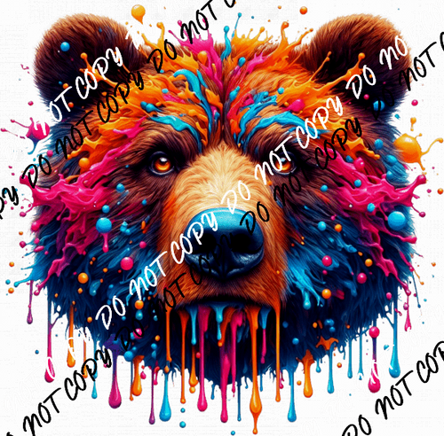 Bear Head Color Drip DTF Transfer - We Print U Press DTF Transfers