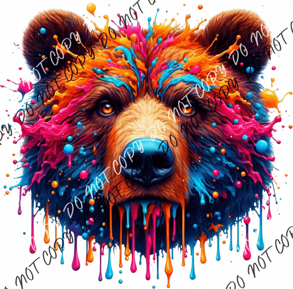 Bear Head Color Drip Dtf Transfer Rtp Transfers