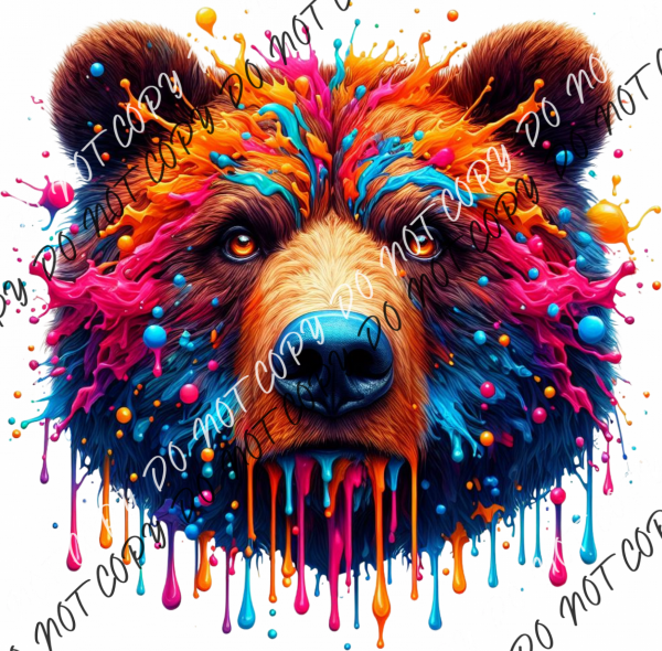 Bear Head Color Drip Dtf Transfer Rtp Transfers