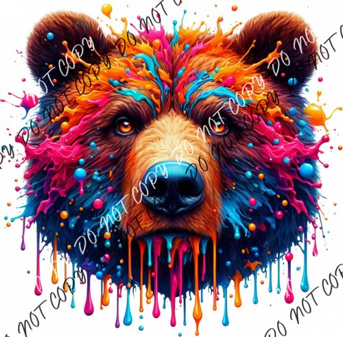 Bear Head Color Drip Dtf Transfer Rtp Transfers