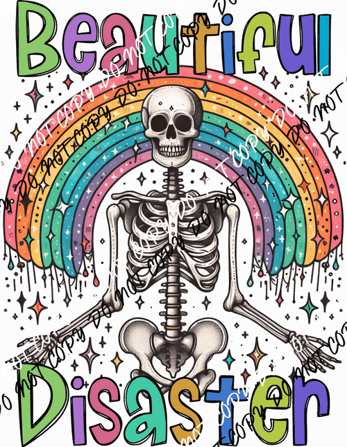 Beautiful Disaster Rainbow Skeleton DTF Transfer - We Print U Press DTF Transfers