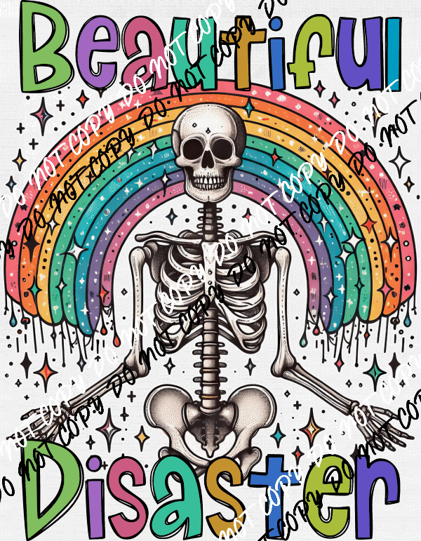 Beautiful Disaster Rainbow Skeleton DTF Transfer - We Print U Press DTF Transfers