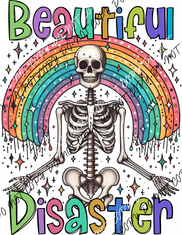 Beautiful Disaster Rainbow Skeleton Dtf Transfer Rtp Transfers