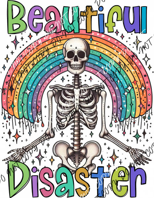 Beautiful Disaster Rainbow Skeleton Dtf Transfer Rtp Transfers