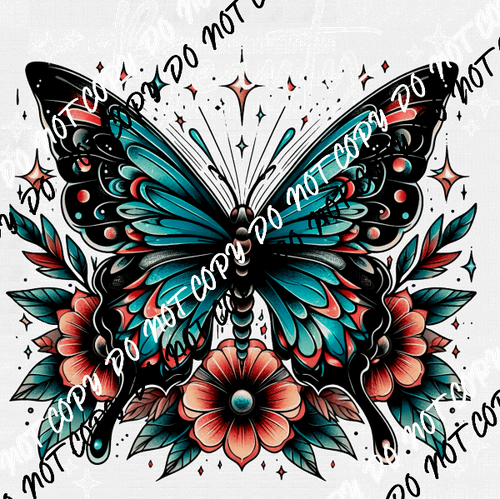 Beauty Butterfly Tattoo Style DTF Transfer - We Print U Press DTF Transfers