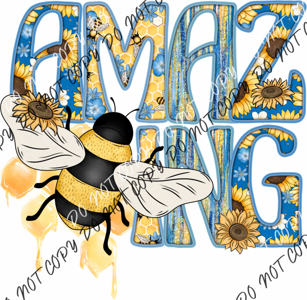 Bee Amazing Faux Embroidery Dtf Transfer