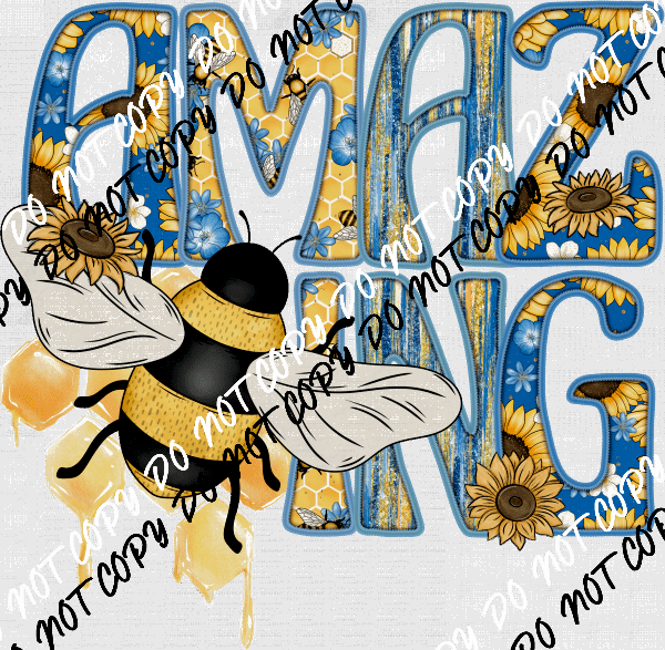 Bee Amazing Faux Embroidery DTF Transfer - We Print U Press DTF Transfers