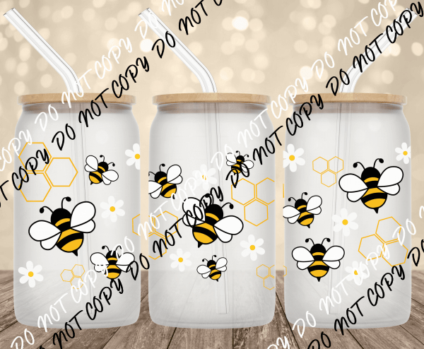 Bees UV Transfer for 16 oz Glass Can - We Print U Press DTF Transfers