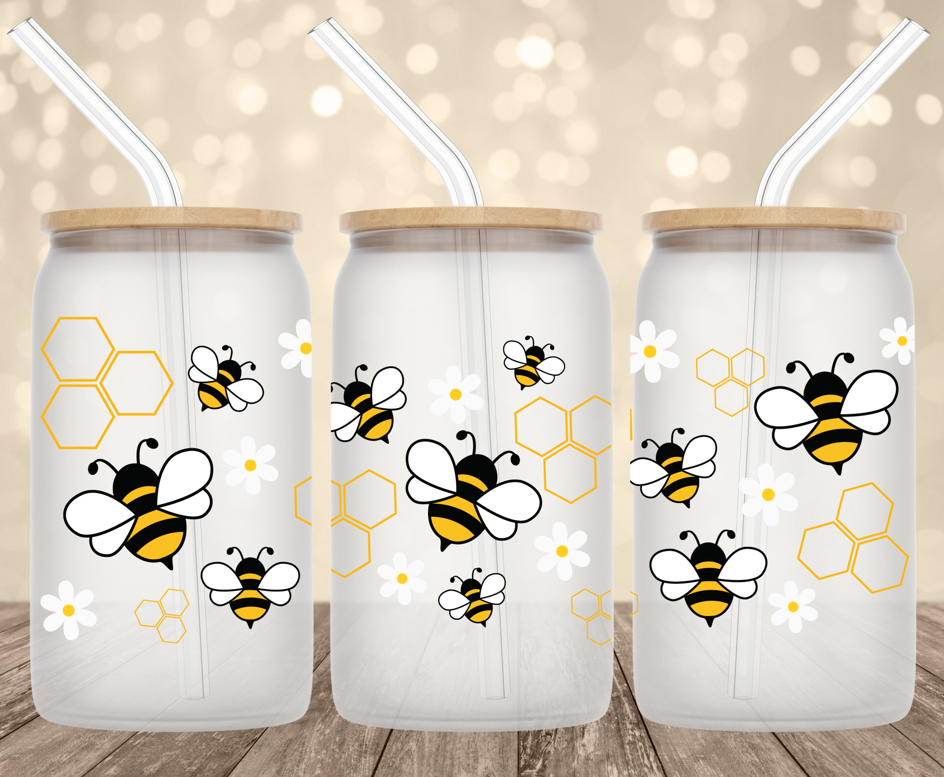 Bees UV Transfer for 16 oz Glass Can Tumblers