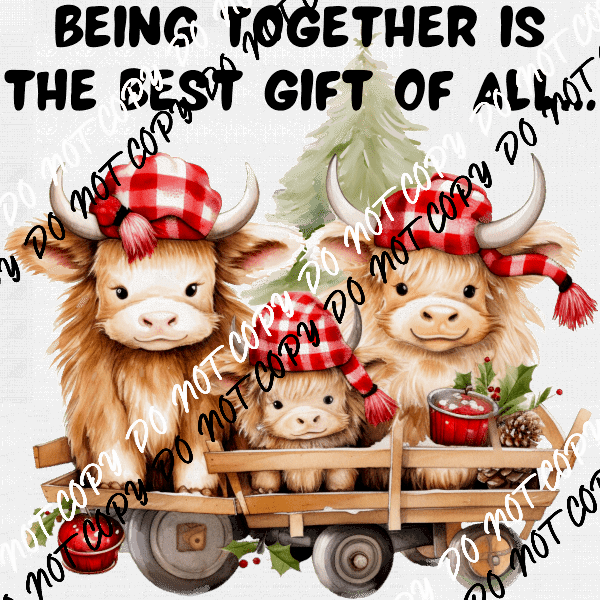 Being Together Highland Cow Trio DTF Transfer - We Print U Press DTF Transfers