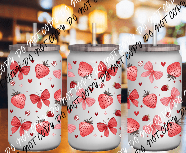 Berries and Bows UV Transfer for 16 oz Glass Can - We Print U Press DTF Transfers
