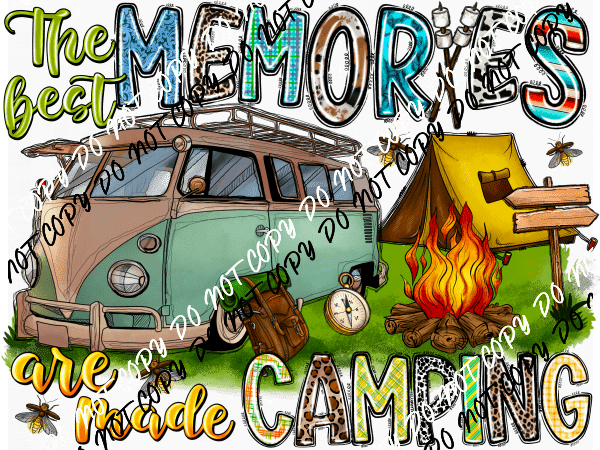 Best Memories are Made Camping Van and Tent DTF Transfer - We Print U Press DTF Transfers